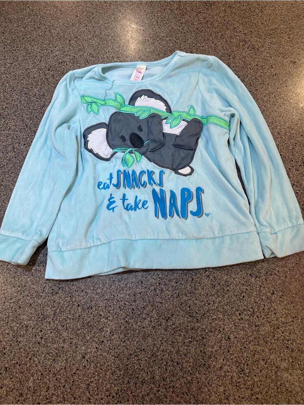 Light Blue Kids Koala 'Eat Snacks & Take Naps' pj shirt